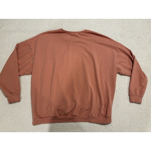 MAGNOLIA Salmon Pink Cotton Jersey Embroidered Long Sleeve Sweatshirt Women L - Picture 8 of 10